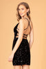 Velvet Sequin Bodycon Short Dress Side Slit GLGS3084