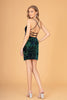 Velvet Sequin Bodycon Short Dress Side Slit GLGS3084