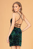 Velvet Sequin Bodycon Short Dress Side Slit GLGS3084