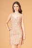 Sequin Embellished Velvet Short Bodycon Dress Side Slit GLGS3085