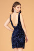 Sequin Embellished Velvet Short Bodycon Dress Side Slit GLGS3085