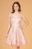 Glitter Mesh Babydoll Short Dress Ribbon Attachment on Shoulder GLGS3088