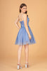 Mesh Babydoll Short Dress with 3-D Appliques and Corset Back GLGS3090