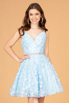 Mock Two-Piece Babydoll Short Dress 3D Flower Appliques GLGS3091-HOMECOMING-smcfashion.com