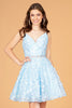 Mock Two-Piece Babydoll Short Dress 3-D Flower Appliques GLGS3091