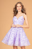 Mock Two-Piece Babydoll Short Dress 3-D Flower Appliques GLGS3091