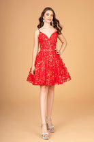 Mock Two-Piece Babydoll Short Dress 3D Flower Appliques GLGS3091-HOMECOMING-smcfashion.com