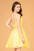Mock Two-Piece Babydoll Short Dress 3-D Flower Appliques GLGS3091