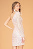 Asymmetric Sequin Bodycon Short Dress Feather Embellishment GLGS3092