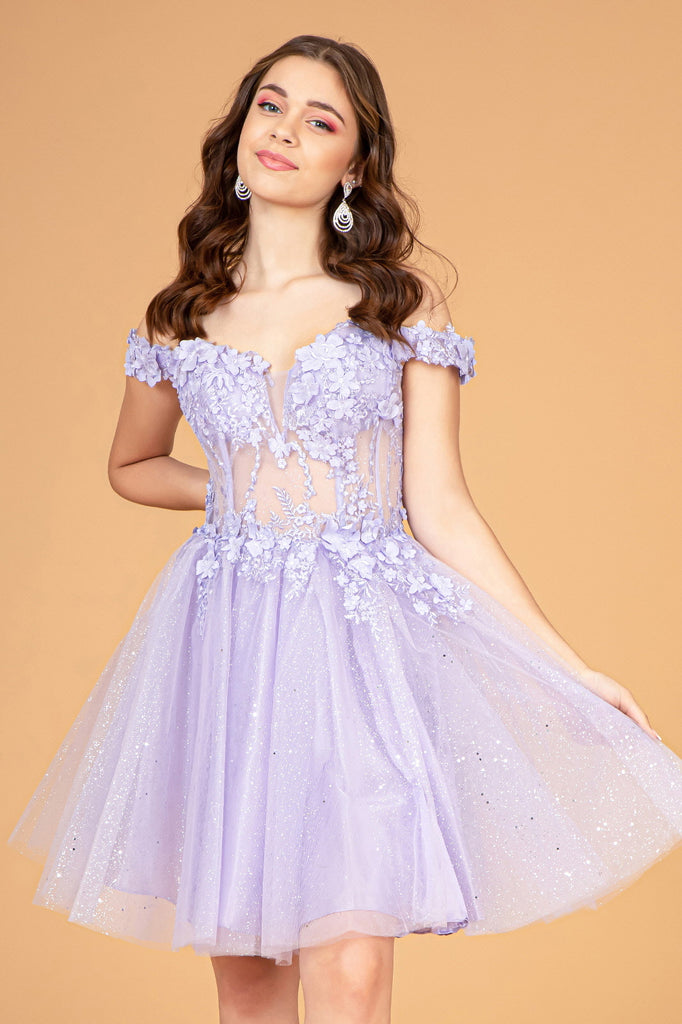 Illusion Sweetheart Mesh Babydoll Short Dress Sheer Bodice GLGS3096