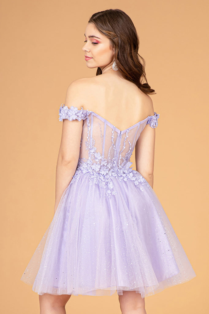 Illusion Sweetheart Mesh Babydoll Short Dress Sheer Bodice GLGS3096