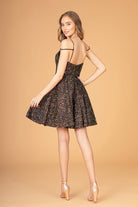 Cut-Away Shoulder Sequin Short Babydoll Dress Open Back GLGS3097-HOMECOMING-smcfashion.com