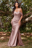 Satin Stretch Evening & Prom Gown Off Shoulder Sweetheart Bodice Straight Skirt with High Leg Slit Elegant Unique Style CDKV1050